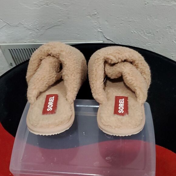 Sorel Go Mail Run Natural Fuzzy Slides in Tan Size 8 - Picture 7 of 10
